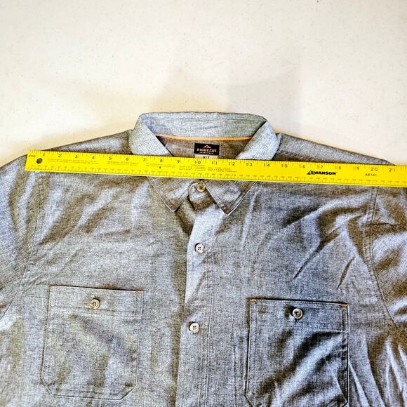 Ridgecut Long Sleeve Tech Chambray Gray Button Shirt TruTemp 365 Men's XLT 3201 - Picture 7 of 9